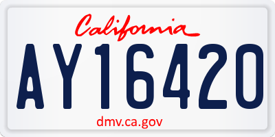 CA license plate AY16420