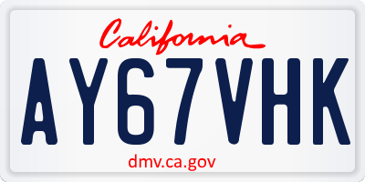 CA license plate AY67VHK