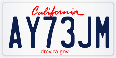 CA license plate AY73JM