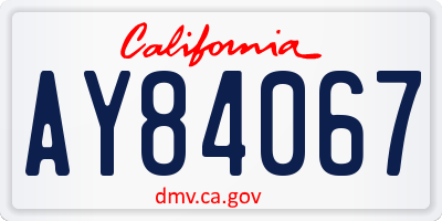 CA license plate AY84067