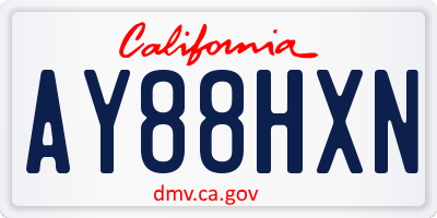 CA license plate AY88HXN