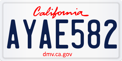 CA license plate AYAE582