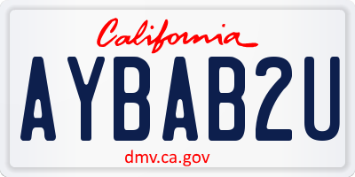 CA license plate AYBAB2U