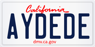 CA license plate AYDEDE