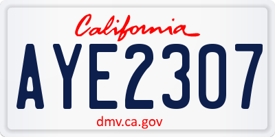 CA license plate AYE2307