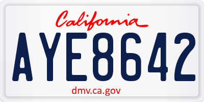 CA license plate AYE8642