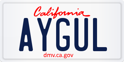 CA license plate AYGUL