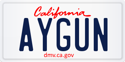 CA license plate AYGUN