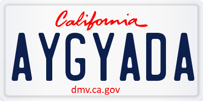 CA license plate AYGYADA