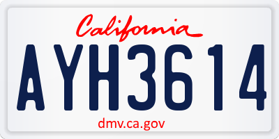 CA license plate AYH3614