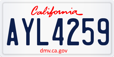 CA license plate AYL4259