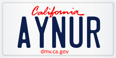 CA license plate AYNUR