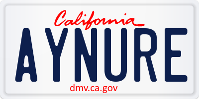 CA license plate AYNURE