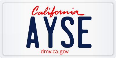 CA license plate AYSE