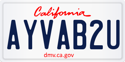 CA license plate AYVAB2U