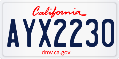 CA license plate AYX2230