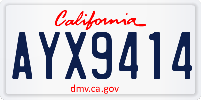 CA license plate AYX9414