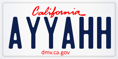 CA license plate AYYAHH