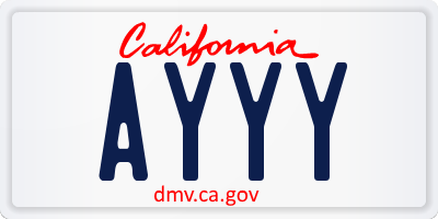 CA license plate AYYY