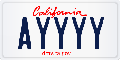 CA license plate AYYYY