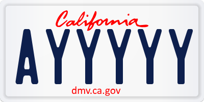 CA license plate AYYYYY