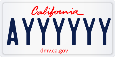 CA license plate AYYYYYY