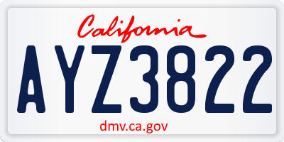 CA license plate AYZ3822