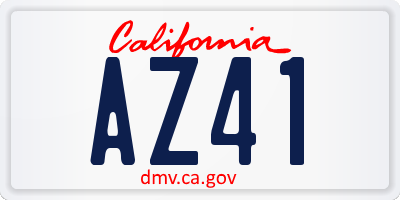 CA license plate AZ41