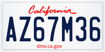 CA license plate AZ67M36