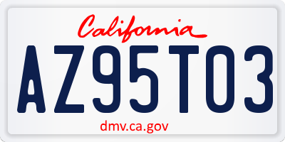 CA license plate AZ95T03