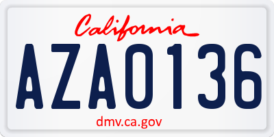 CA license plate AZA0136