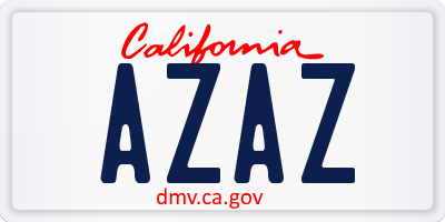 CA license plate AZAZ