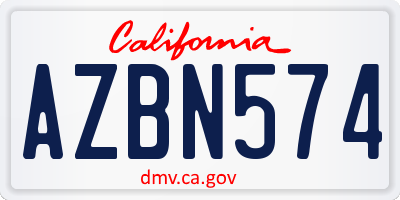 CA license plate AZBN574