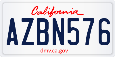 CA license plate AZBN576