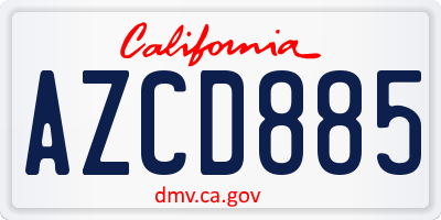 CA license plate AZCD885