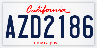 CA license plate AZD2186