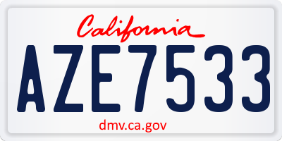 CA license plate AZE7533