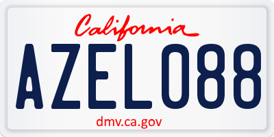 CA license plate AZEL088