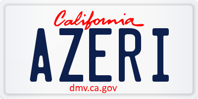 CA license plate AZERI