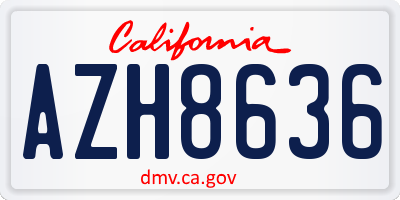 CA license plate AZH8636