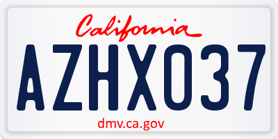 CA license plate AZHX037