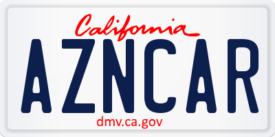 CA license plate AZNCAR