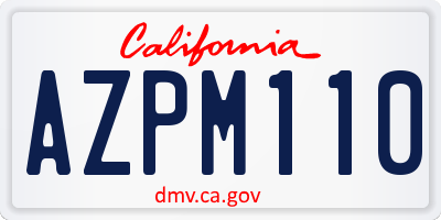 CA license plate AZPM110