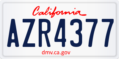 CA license plate AZR4377