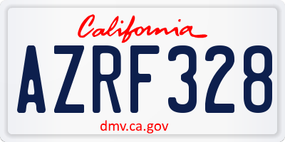 CA license plate AZRF328