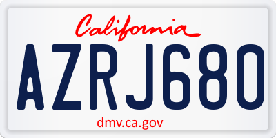 CA license plate AZRJ680