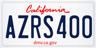 CA license plate AZRS400