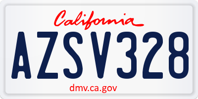 CA license plate AZSV328