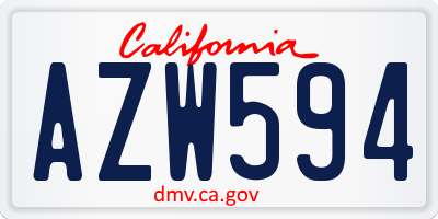 CA license plate AZW594