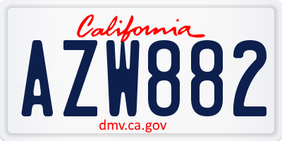 CA license plate AZW882